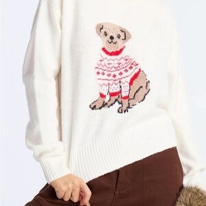 Women's White Sweater with Dog Design